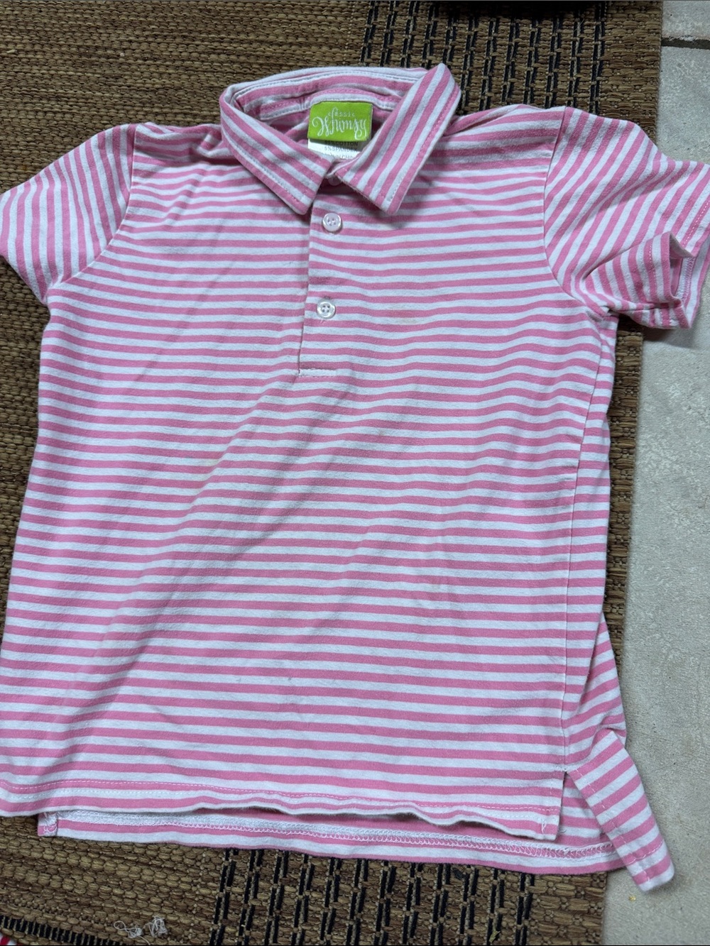 Classic Whimsy Pink & White Striped Polo for Kids